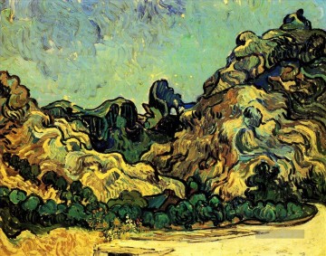  Berge Galerie - Berge bei Saint Remy mit dunklem Häuschen Vincent van Gogh
